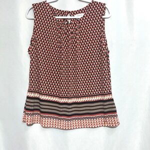 Calvin Klein Womens Xl Sleeveless Blouse Tank Top Keyhole Back Pleated Neck